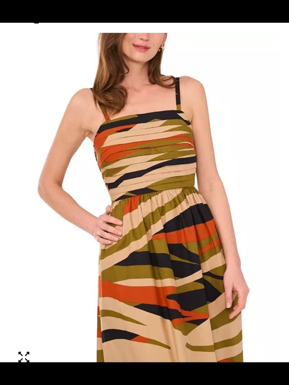 Striped Sleeveless Maxi Dress in Olive, Rust & Black